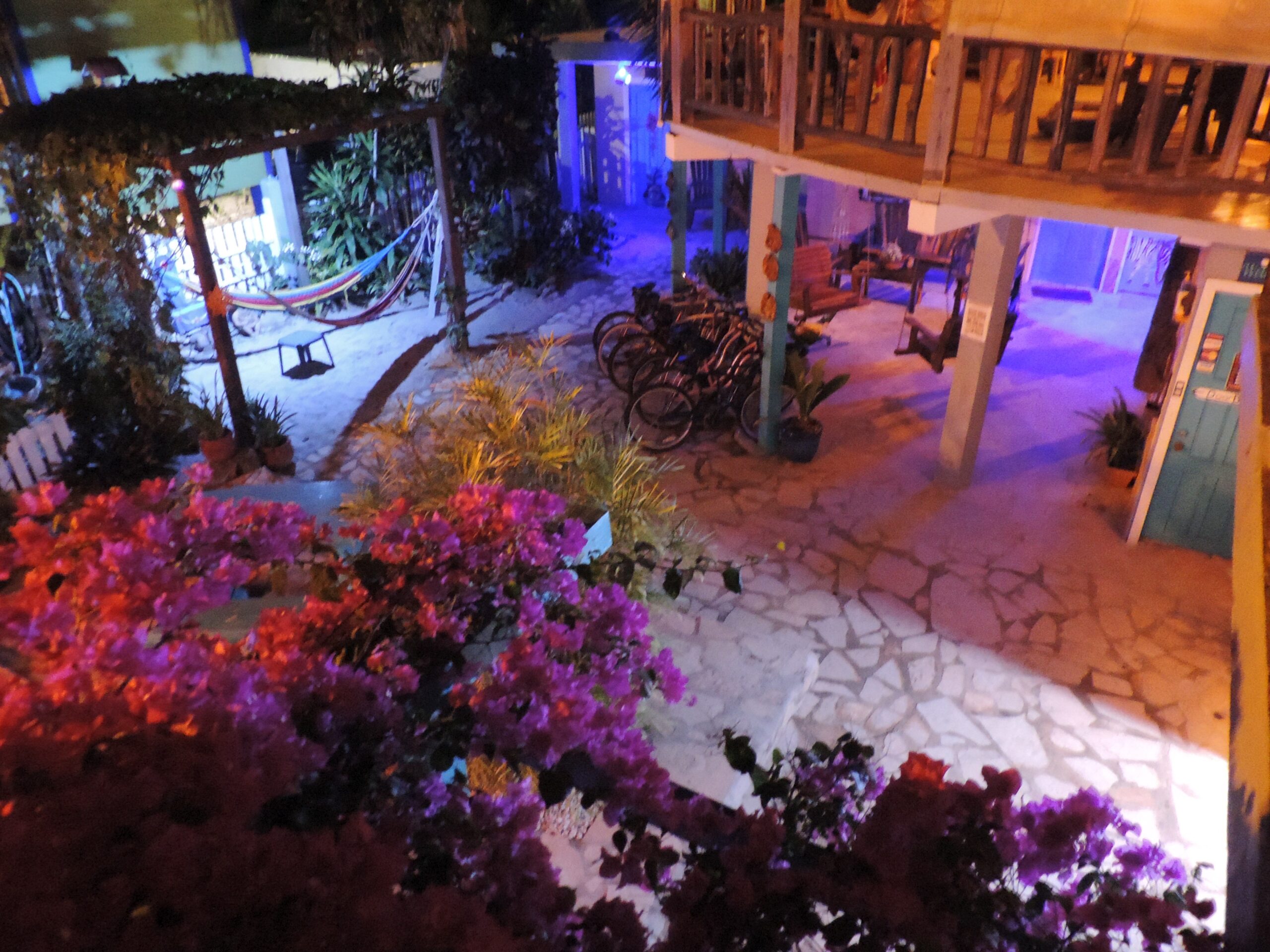 Night time view of Beautiful Courtyard at All Seasons All Seasons Belize